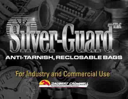 Anti-tarnish silver guard reclosable zipper top bags for industrial and commercial use provide corrosion control to silver & noble metals.  Kpr Adcor Inc recommends Daubert Cromwell the Leading Name in Corrosion Protection products.  